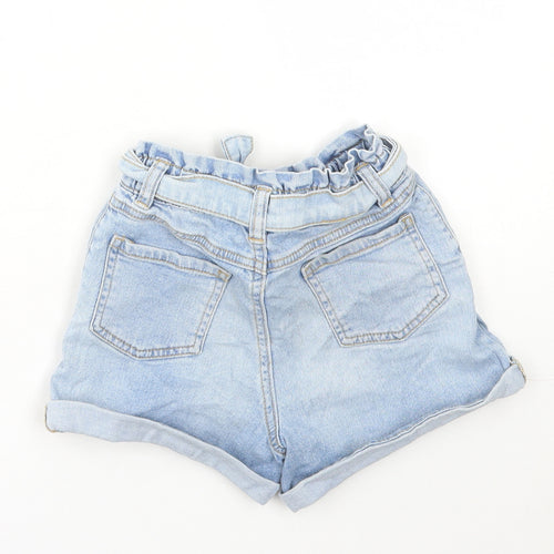 TU Girls Blue Cotton Paperbag Shorts Size 5 Years Regular Tie