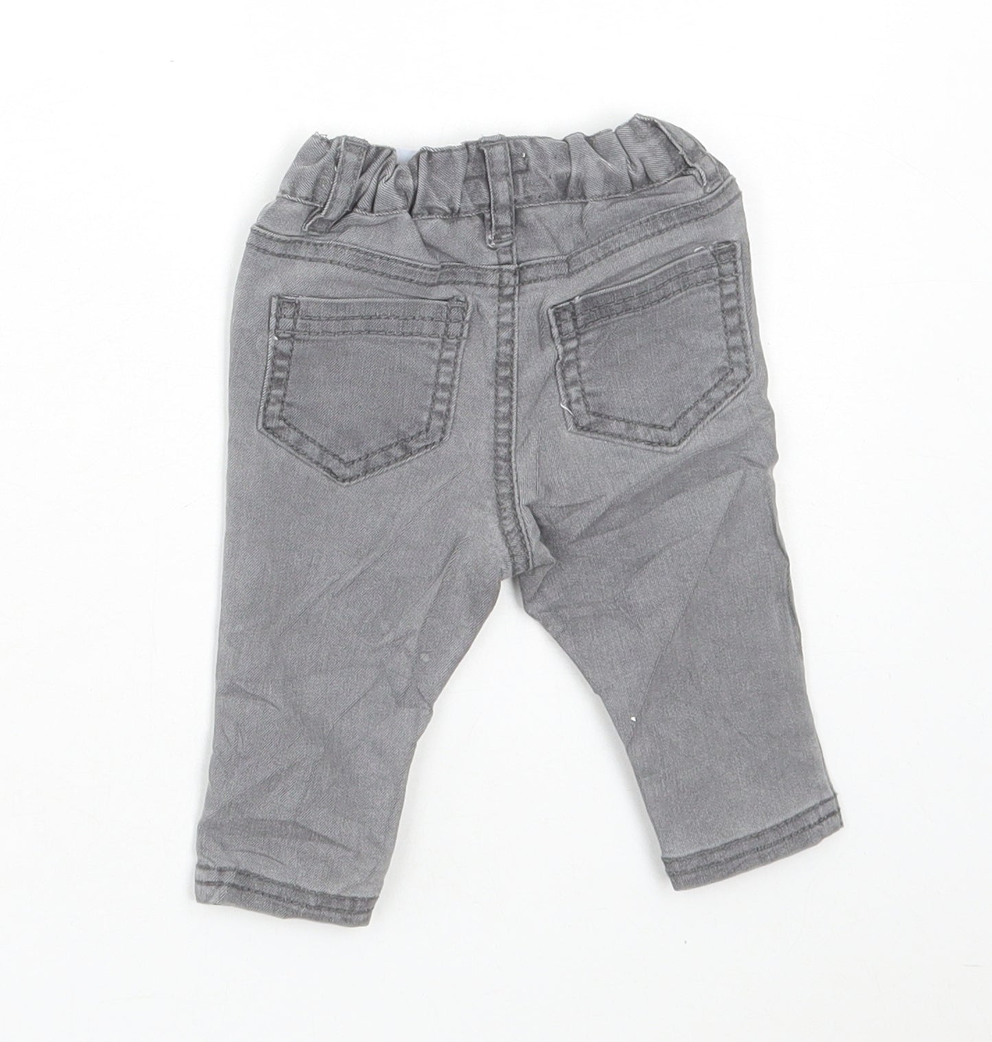 mamas & papas Boys Grey Cotton Jeans Size 0-3 Months Button