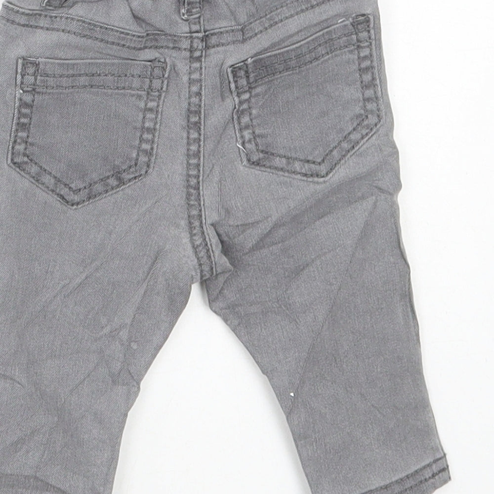mamas & papas Boys Grey Cotton Jeans Size 0-3 Months Button