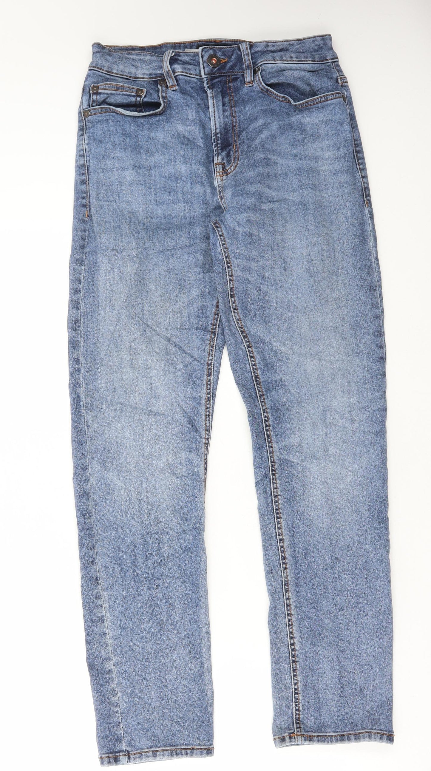 NEXT Mens Blue Cotton Skinny Jeans Size 30 in L29 in Regular Button