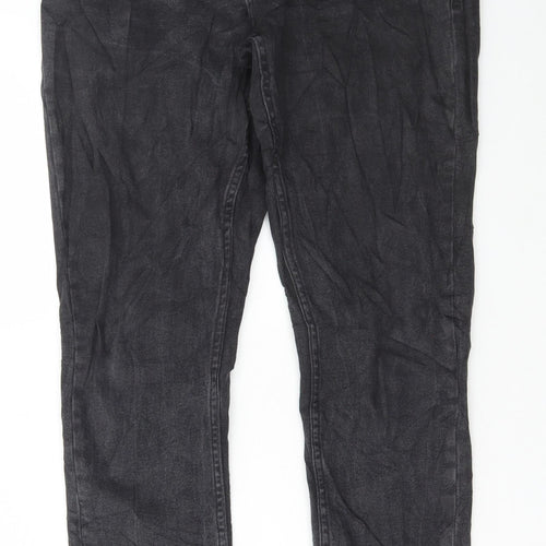Preworn Womens Black Cotton Straight Jeans Size 32 in L30 in Regular Button