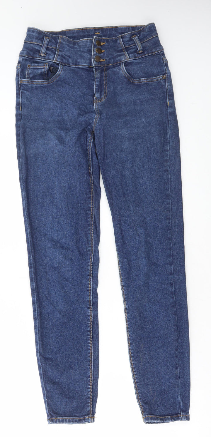 Preworn Womens Blue Cotton Skinny Jeans Size 28 in L29 in Regular Button