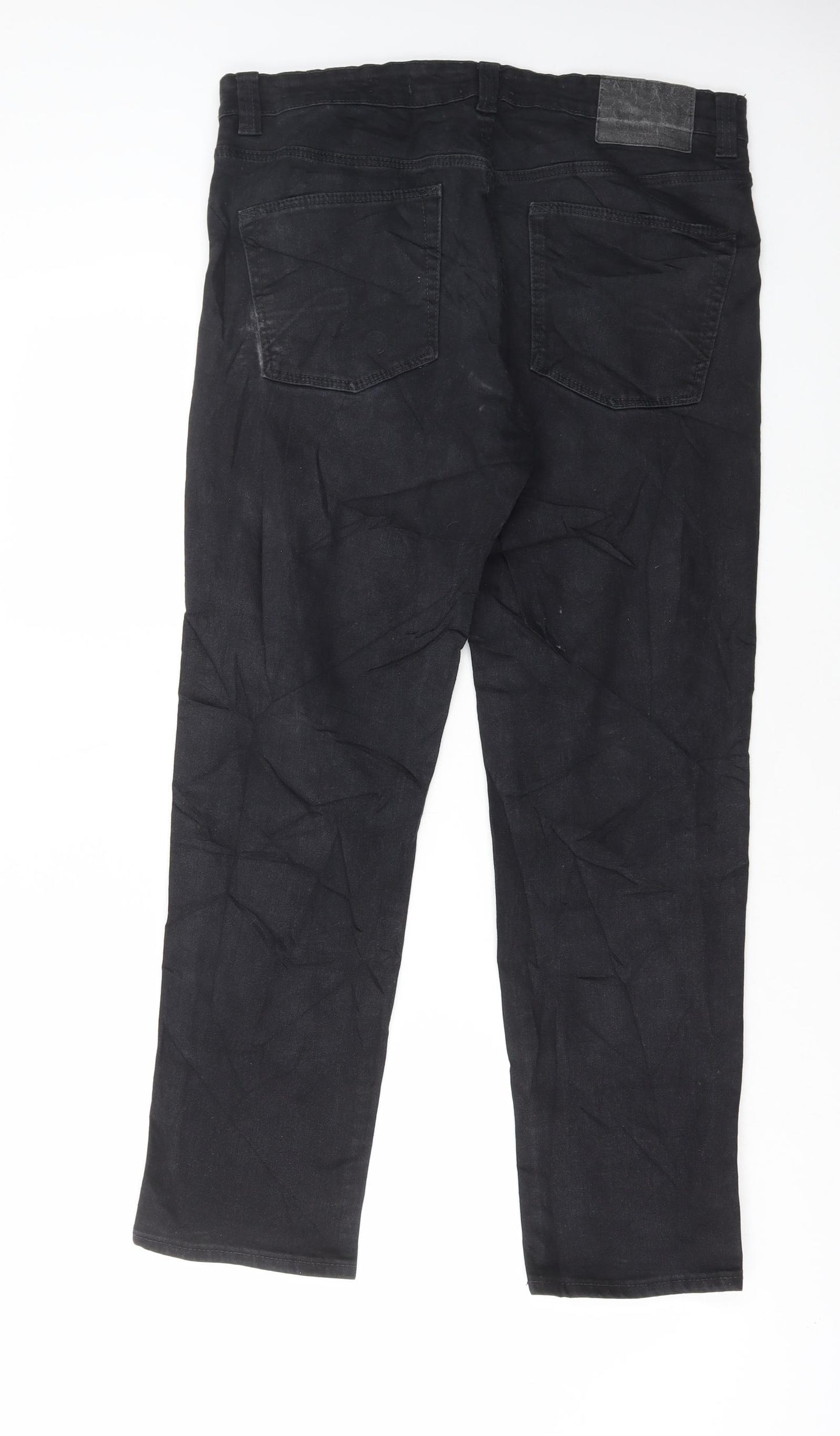 Red Herring Mens Black Cotton Skinny Jeans Size 34 in L29 in Regular Button