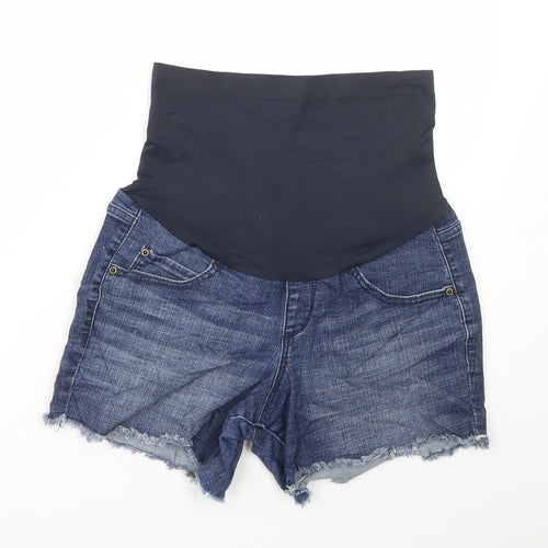 Preworn Womens Blue Cotton Hot Pants Shorts Size 28 in L5 in Regular Pull On