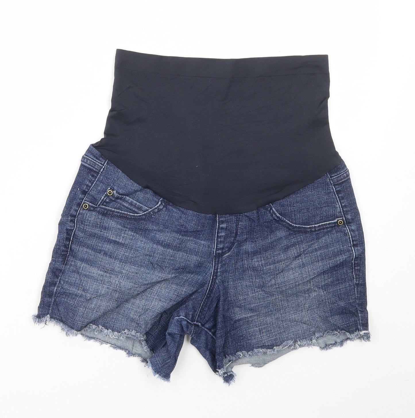 Preworn Womens Blue Cotton Hot Pants Shorts Size 28 in L5 in Regular Pull On