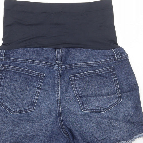 Preworn Womens Blue Cotton Hot Pants Shorts Size 28 in L5 in Regular Pull On