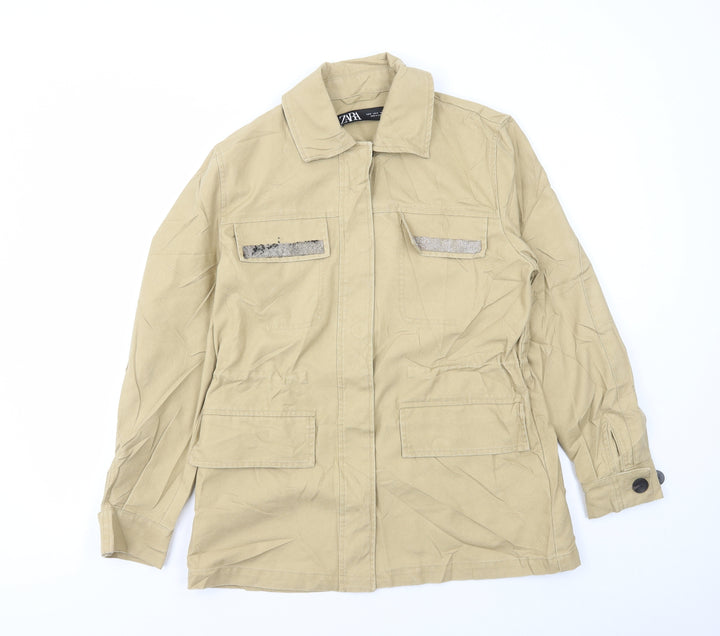 Zara Womens Beige Jacket Size S Button