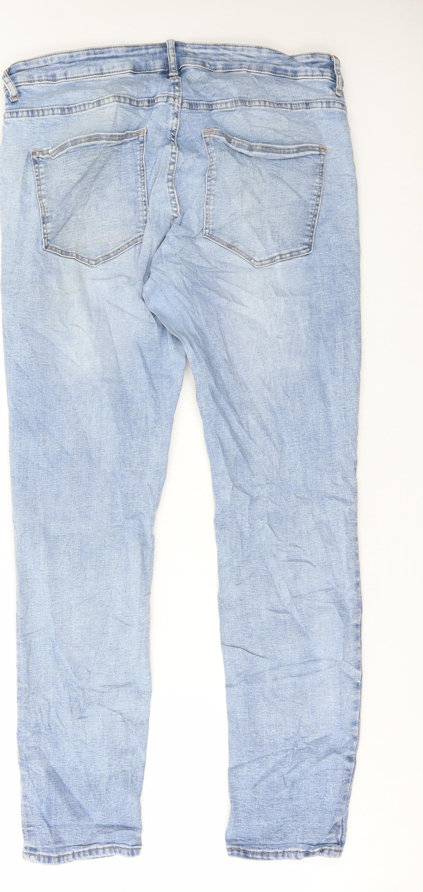 H&M Womens Blue Cotton Skinny Jeans Size 18 L29 in Regular Button
