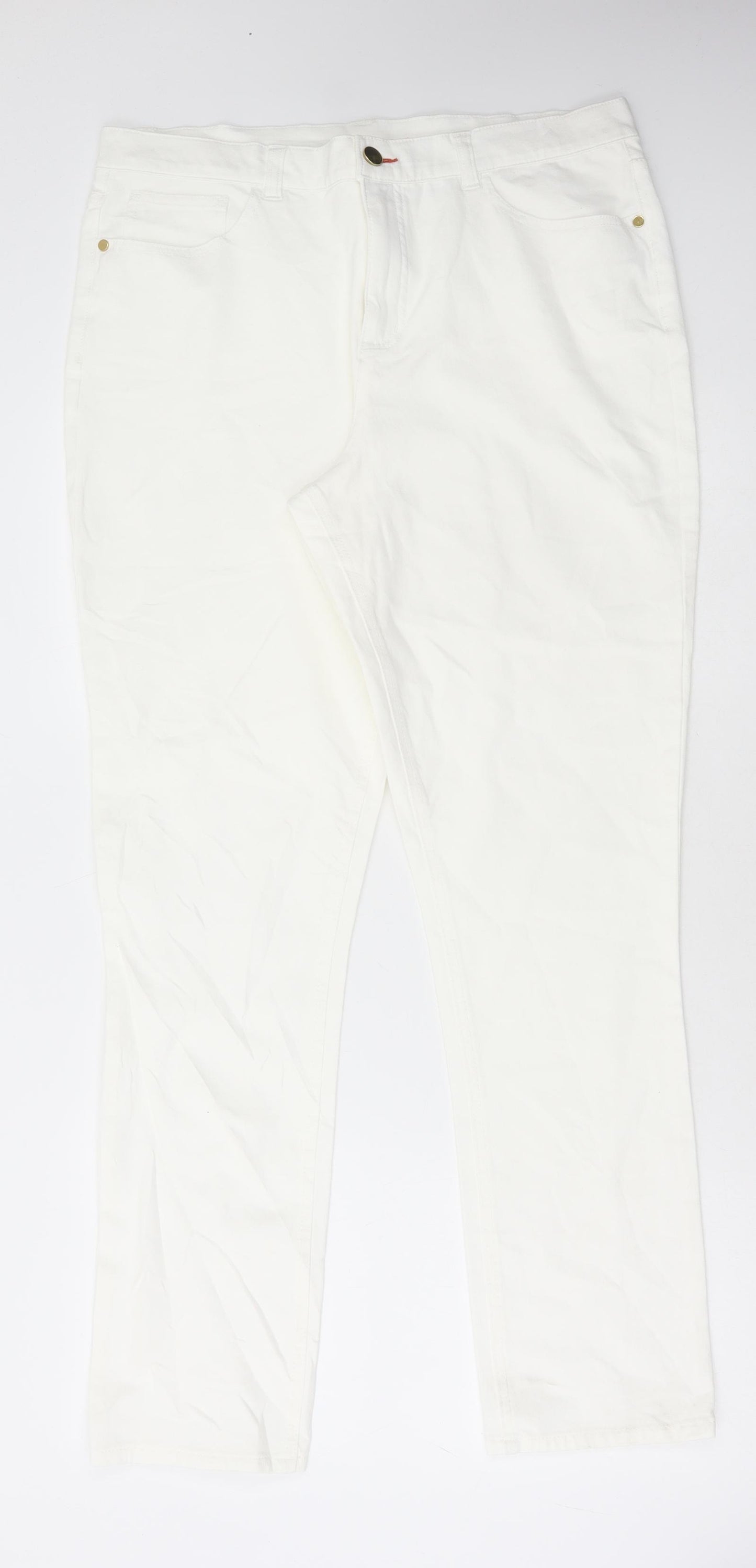 Ruth Langford Womens White Cotton Straight Jeans Size 18 L31 in Regular Button