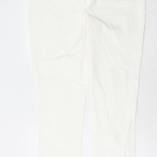 Ruth Langford Womens White Cotton Straight Jeans Size 18 L31 in Regular Button