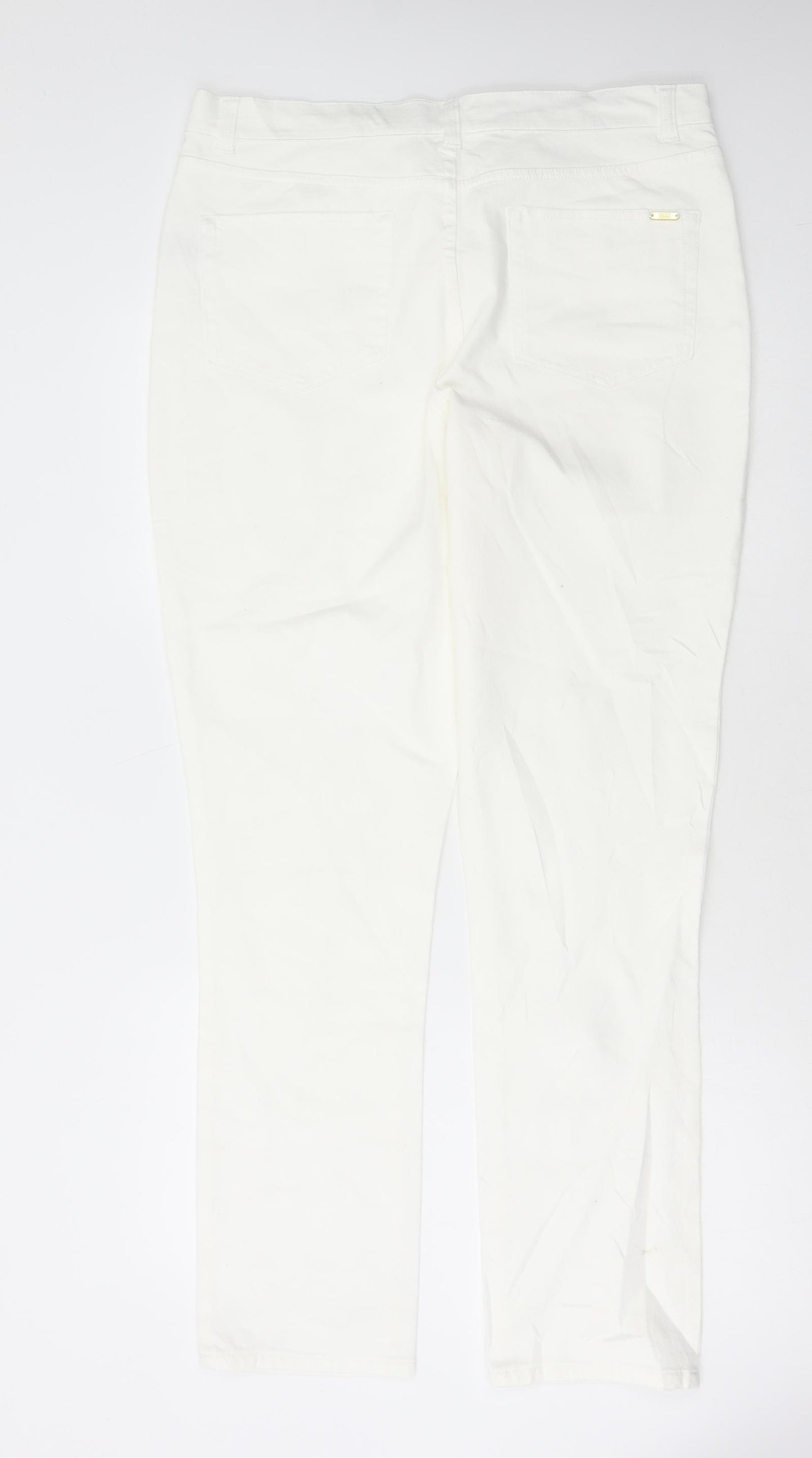 Ruth Langford Womens White Cotton Straight Jeans Size 18 L31 in Regular Button