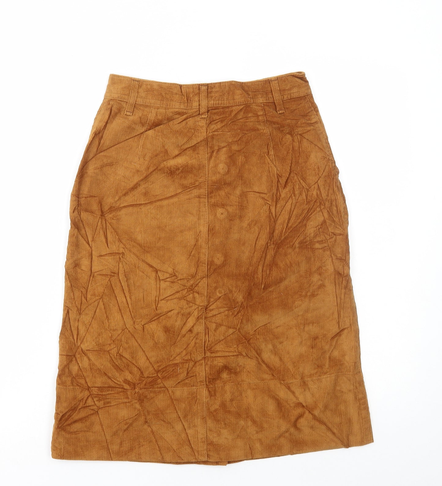 Topshop Womens Brown Cotton A-Line Skirt Size 6 Button