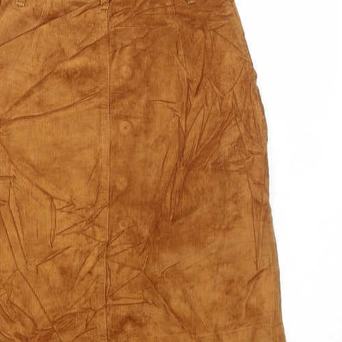 Topshop Womens Brown Cotton A-Line Skirt Size 6 Button