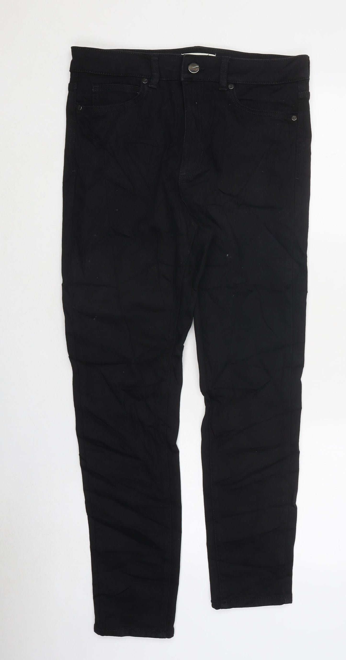 Marks and Spencer Womens Black Cotton Skinny Jeans Size 12 L34 in Regular Zip