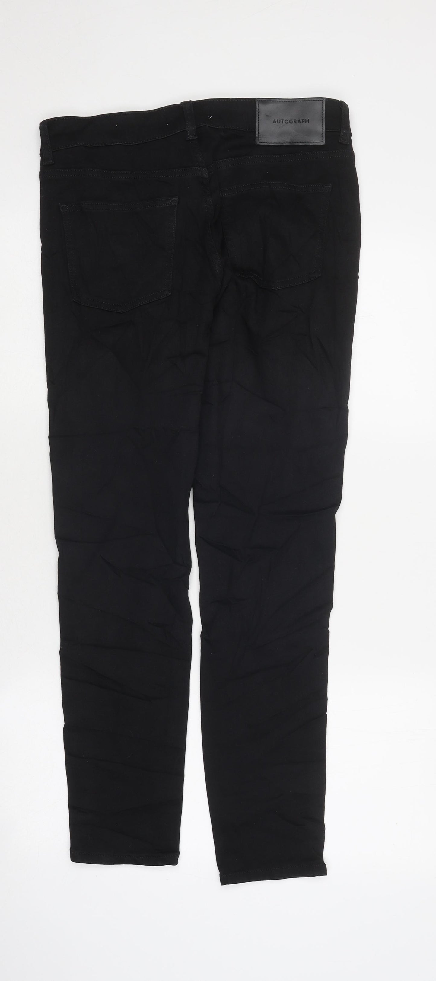 Marks and Spencer Womens Black Cotton Skinny Jeans Size 12 L34 in Regular Zip