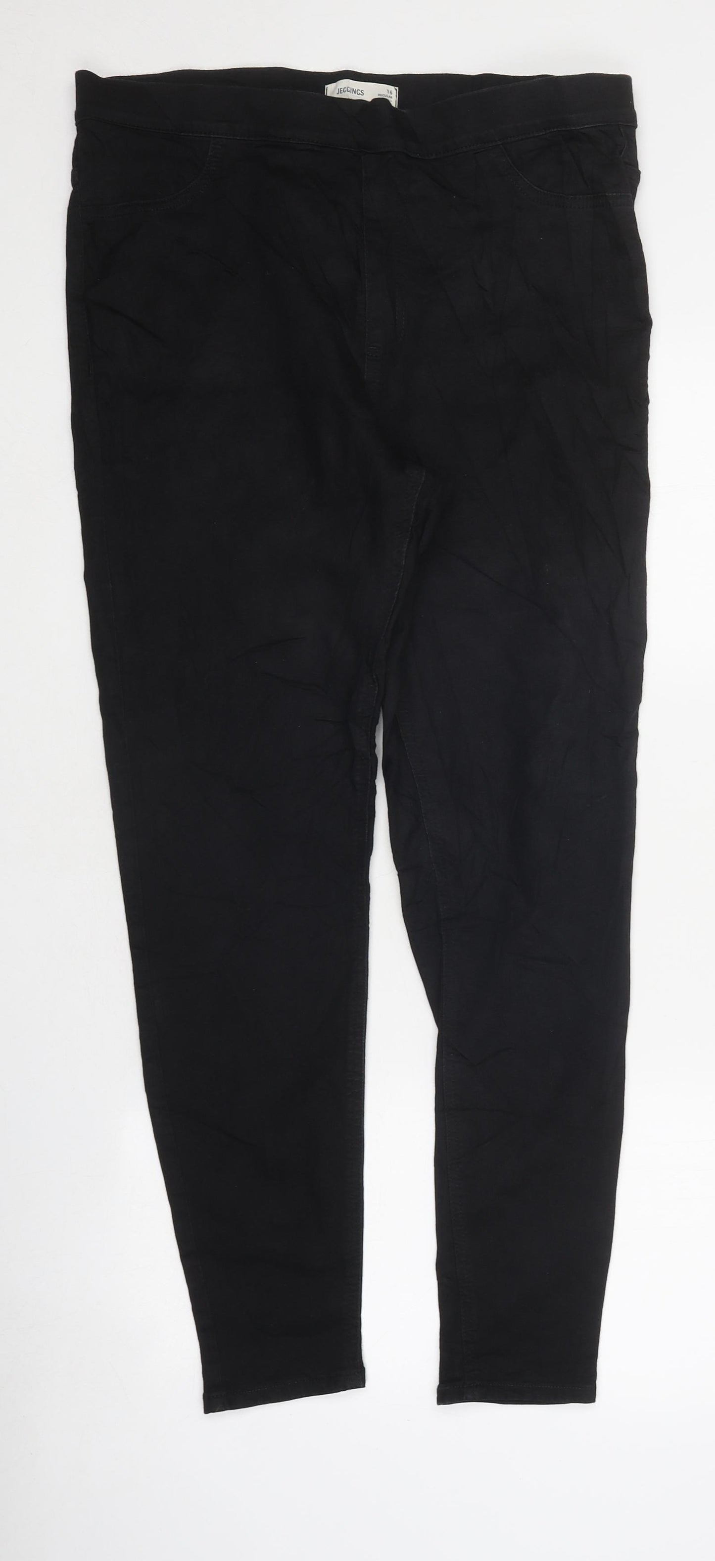 Marks and Spencer Womens Black Cotton Jegging Trousers Size 16 L38 in Regular