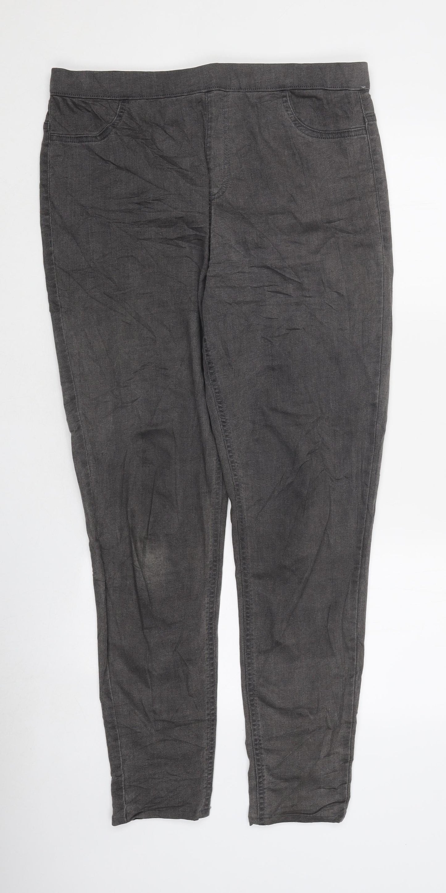Marks and Spencer Womens Grey Cotton Jegging Trousers Size 14 L38 in Regular