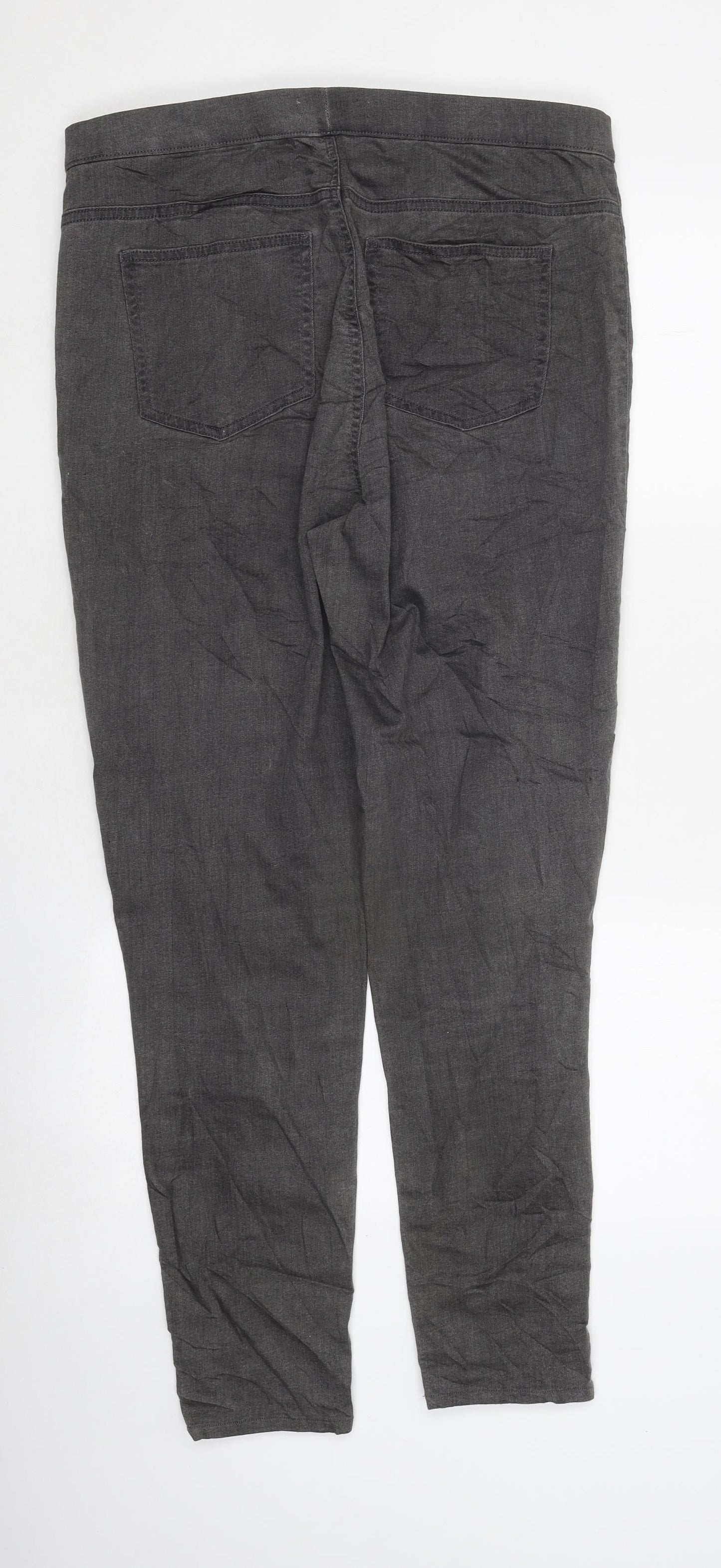 Marks and Spencer Womens Grey Cotton Jegging Trousers Size 14 L38 in Regular