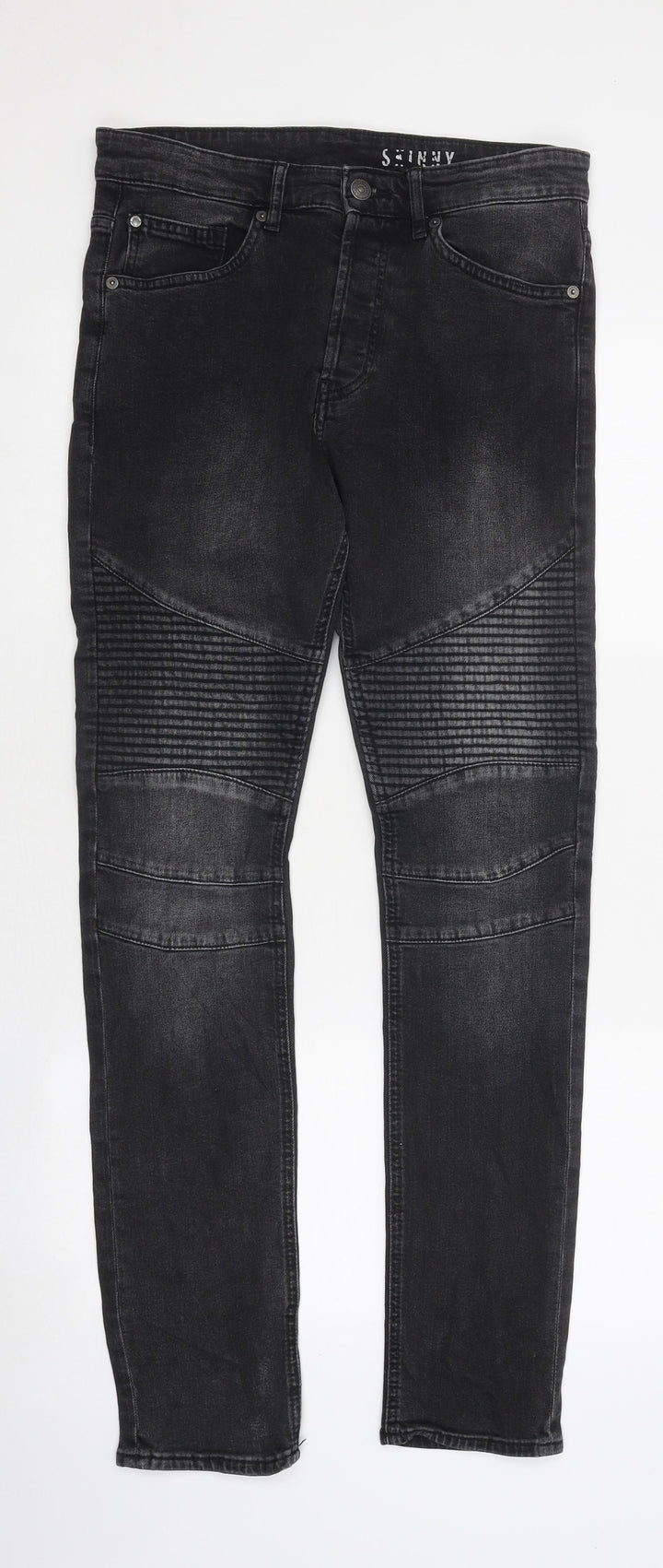 Preworn Womens Black Cotton Skinny Jeans Size 2XS L38 in Regular Zip