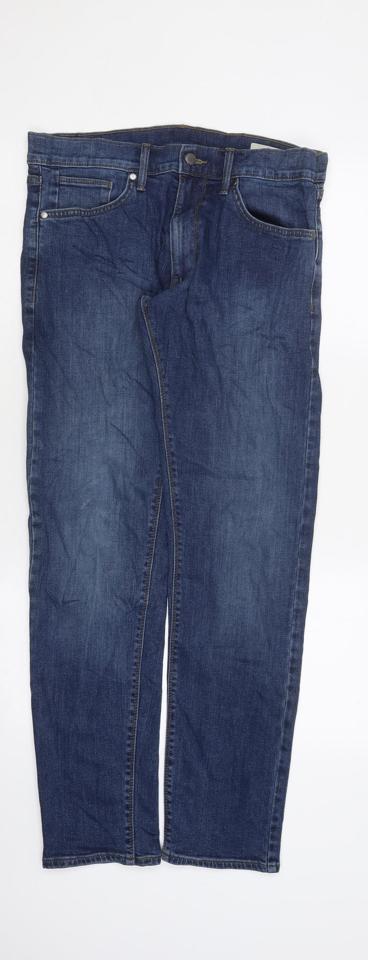 Marks and Spencer Womens Blue Cotton Skinny Jeans Size 10 L35 in Regular Zip