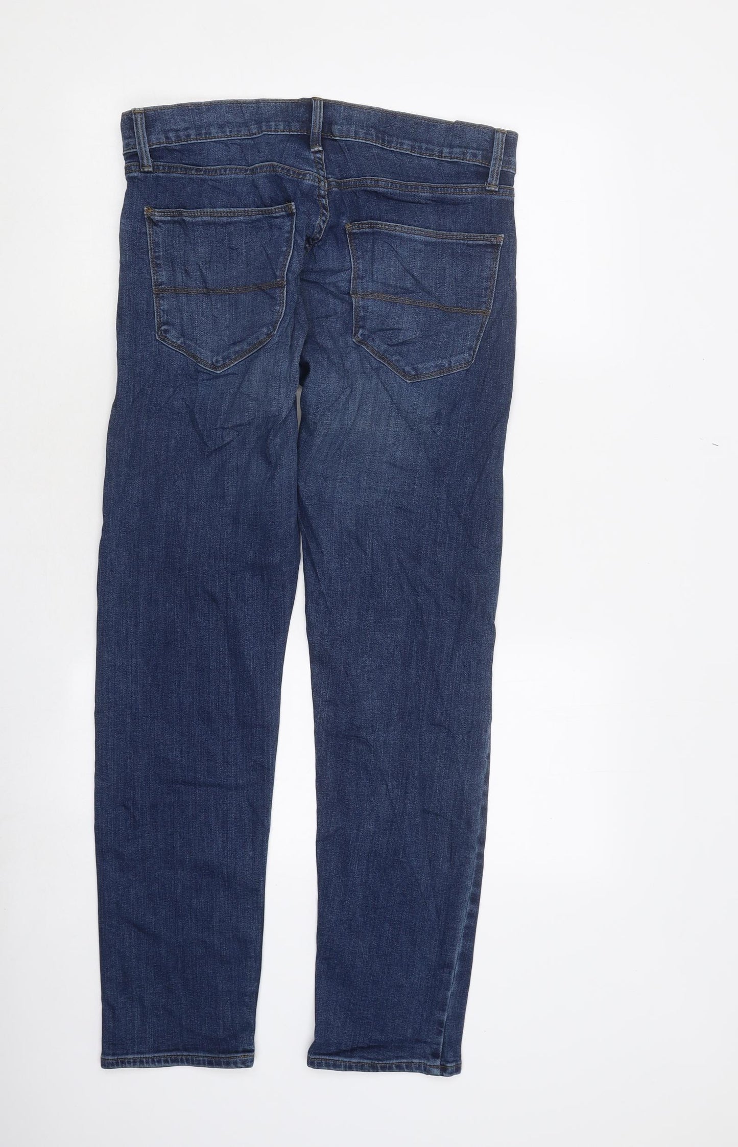 Marks and Spencer Womens Blue Cotton Skinny Jeans Size 10 L35 in Regular Zip