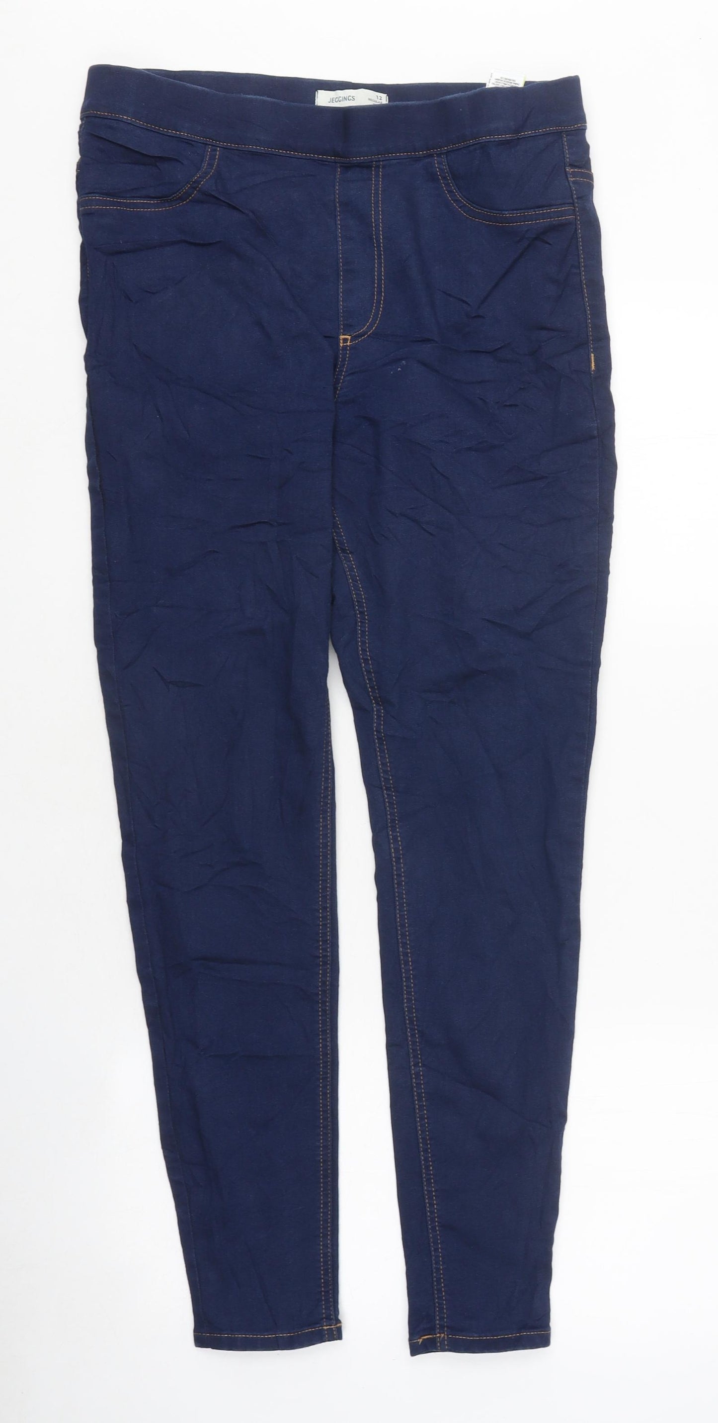 Marks and Spencer Womens Blue Cotton Jegging Trousers Size 12 L34 in Regular