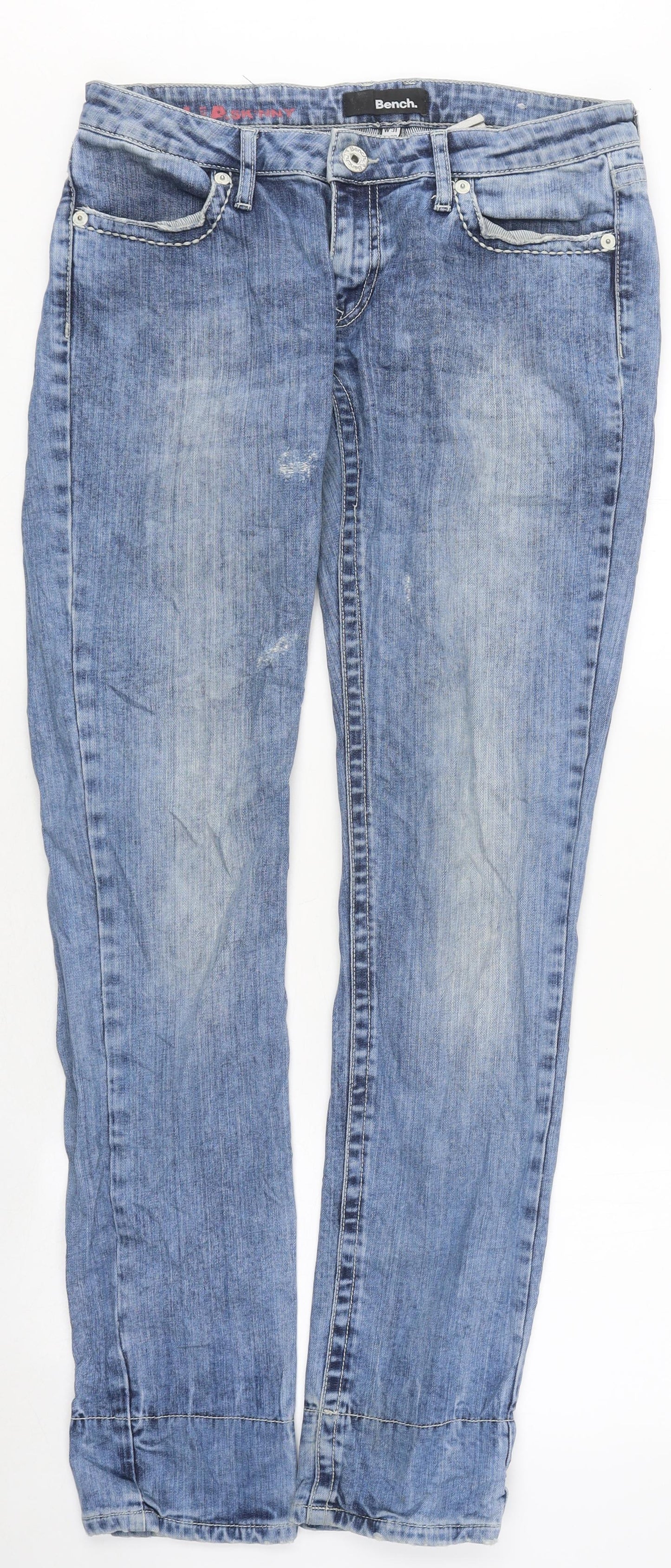 Bench Mens Blue Cotton Straight Jeans Size M L38 in Regular Zip