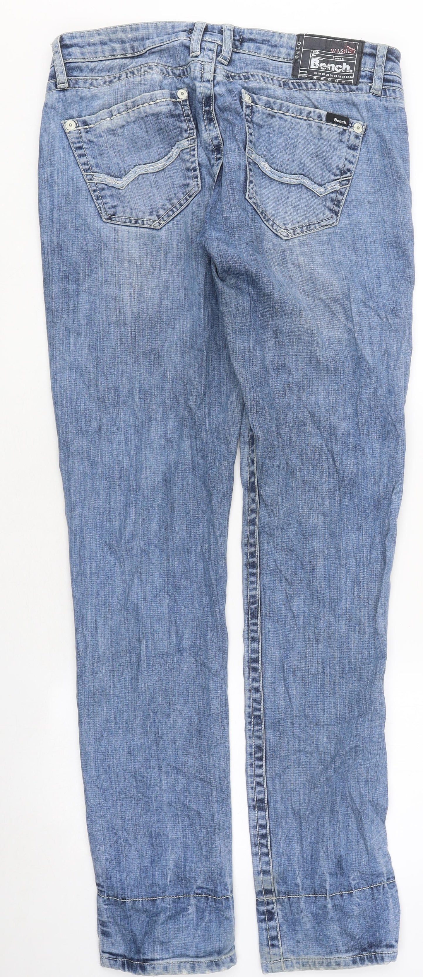 Bench Mens Blue Cotton Straight Jeans Size M L38 in Regular Zip