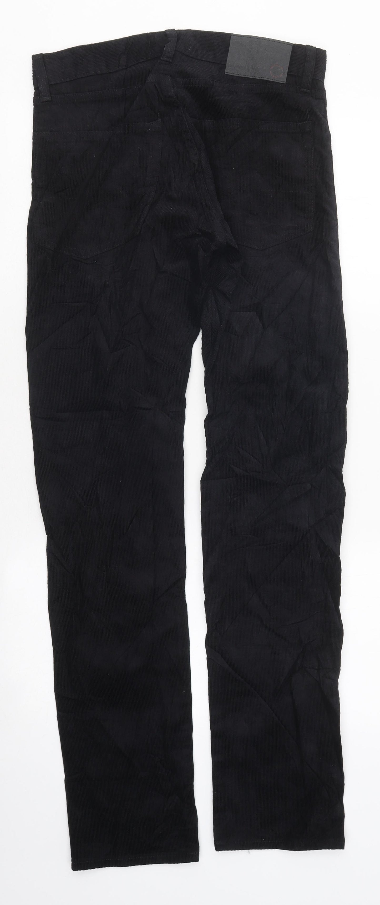 Marks and Spencer Mens Black Cotton Straight Jeans Size S L33 in Regular Zip