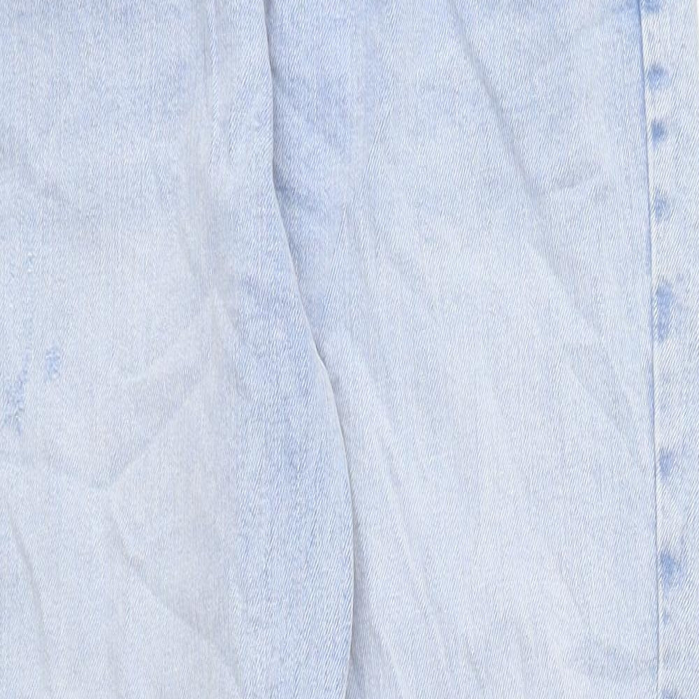 Marks and Spencer Womens Blue Cotton Mom Jeans Size 10 L35 in Regular Zip