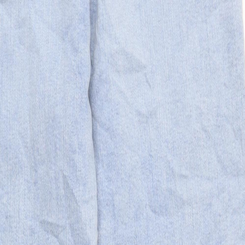 Marks and Spencer Womens Blue Cotton Mom Jeans Size 10 L35 in Regular Zip