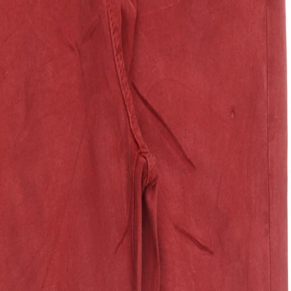 Marks and Spencer Womens Red Cotton Skinny Jeans Size 12 L36 in Regular Zip