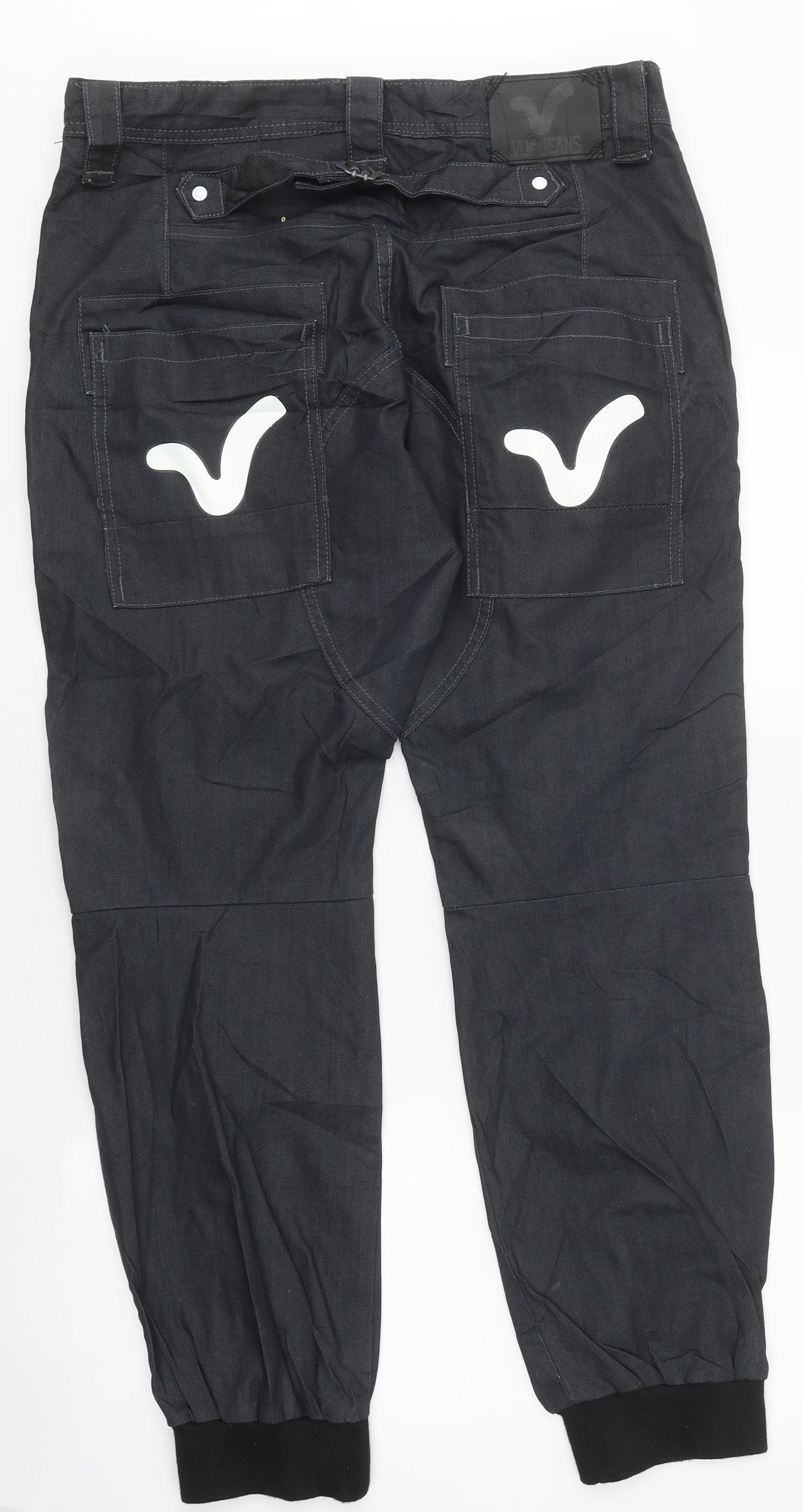 Voi Mens Black Cotton Chino Shorts Size L Regular Button