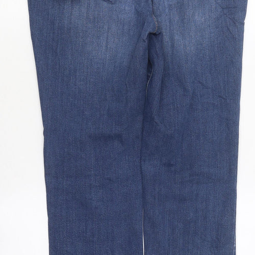 Preworn Womens Blue Cotton Straight Jeans Size M L37 in Regular Zip