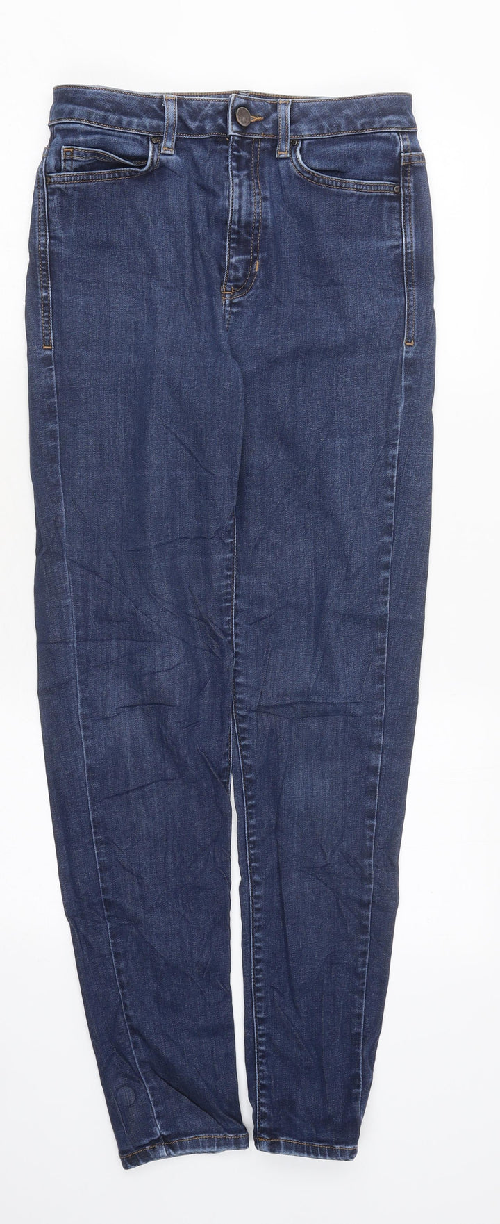 Marks and Spencer Womens Blue Cotton Skinny Jeans Size 10 L37 in Regular Zip