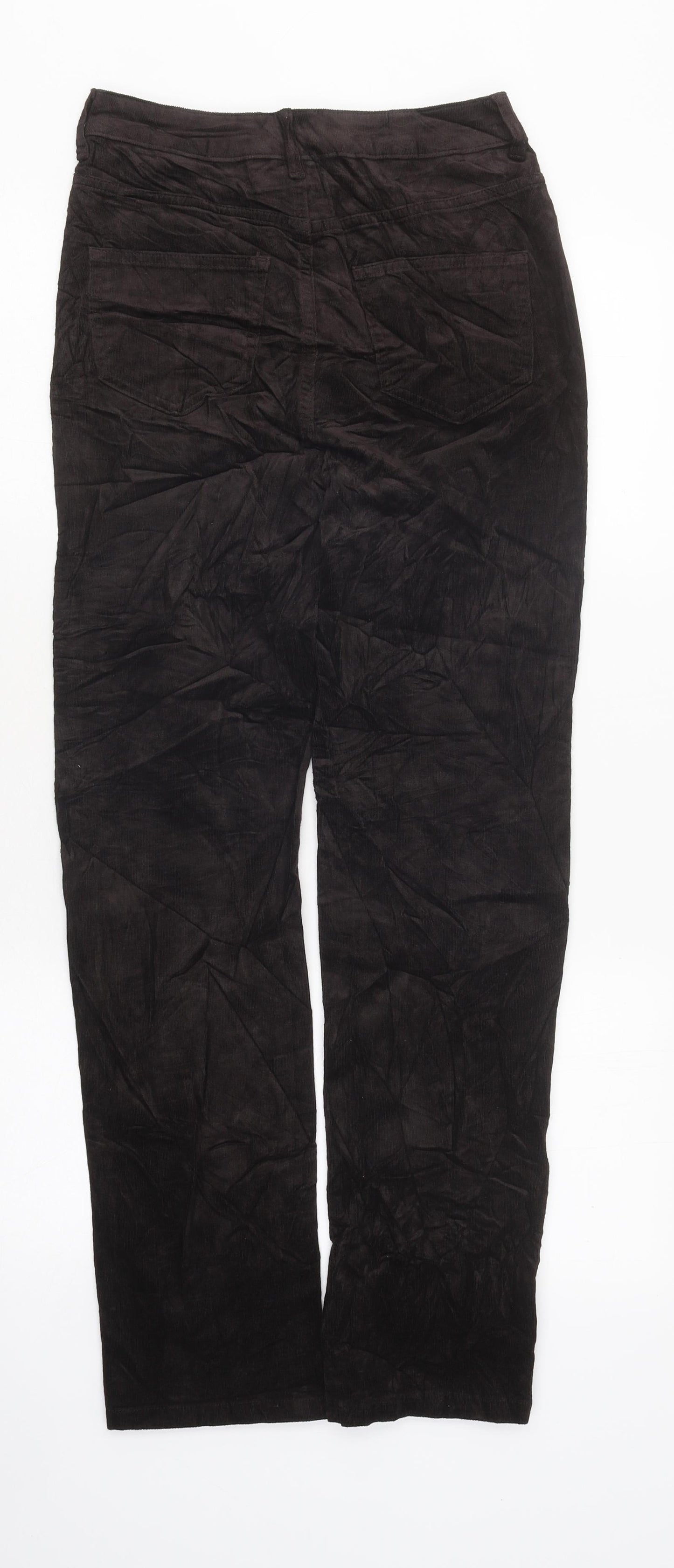 Marks and Spencer Womens Brown Cotton Carrot Trousers Size 8 L35 in Regular Zip