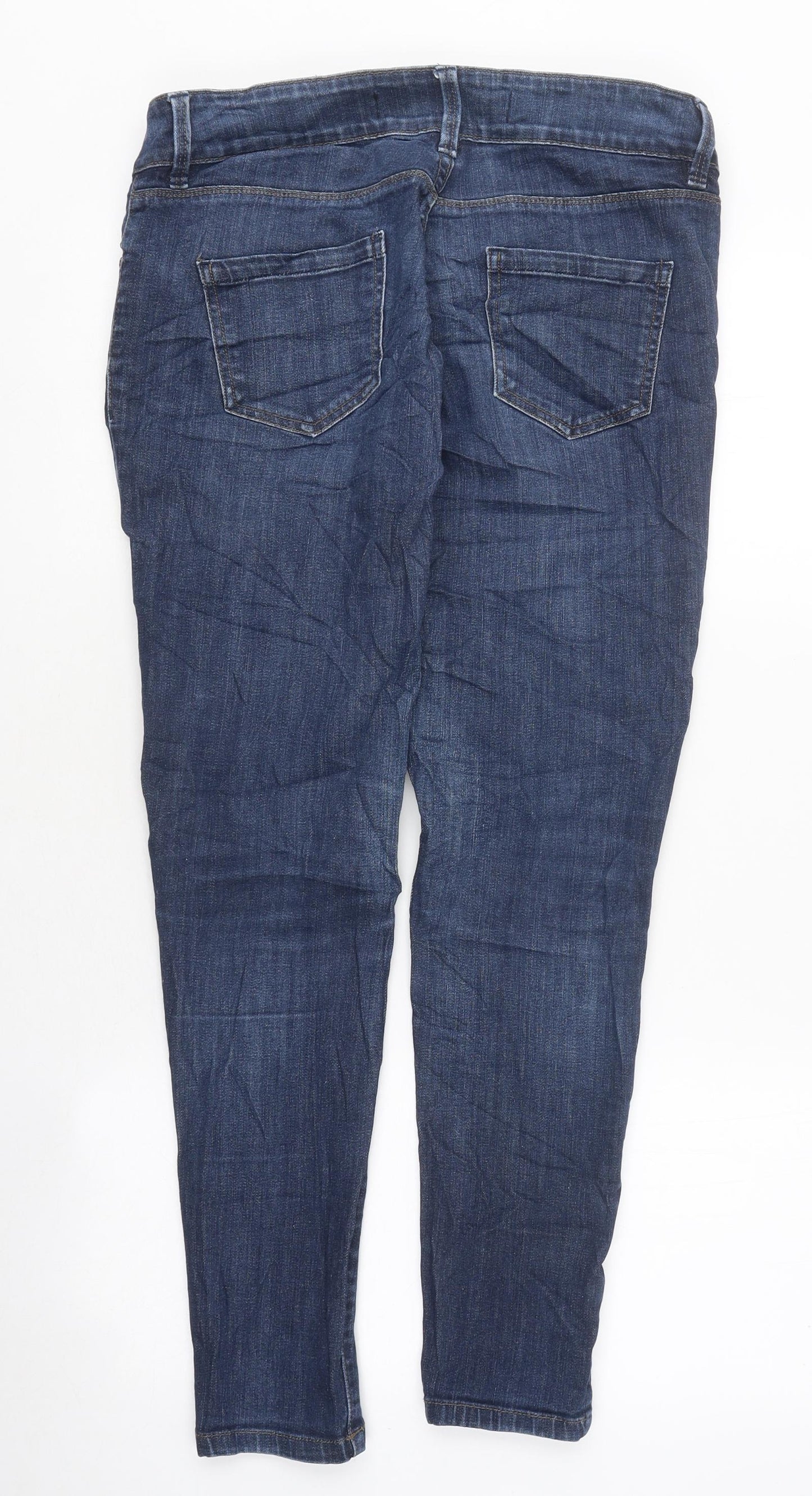 NEXT Womens Blue Cotton Skinny Jeans Size 12 L34 in Regular Zip