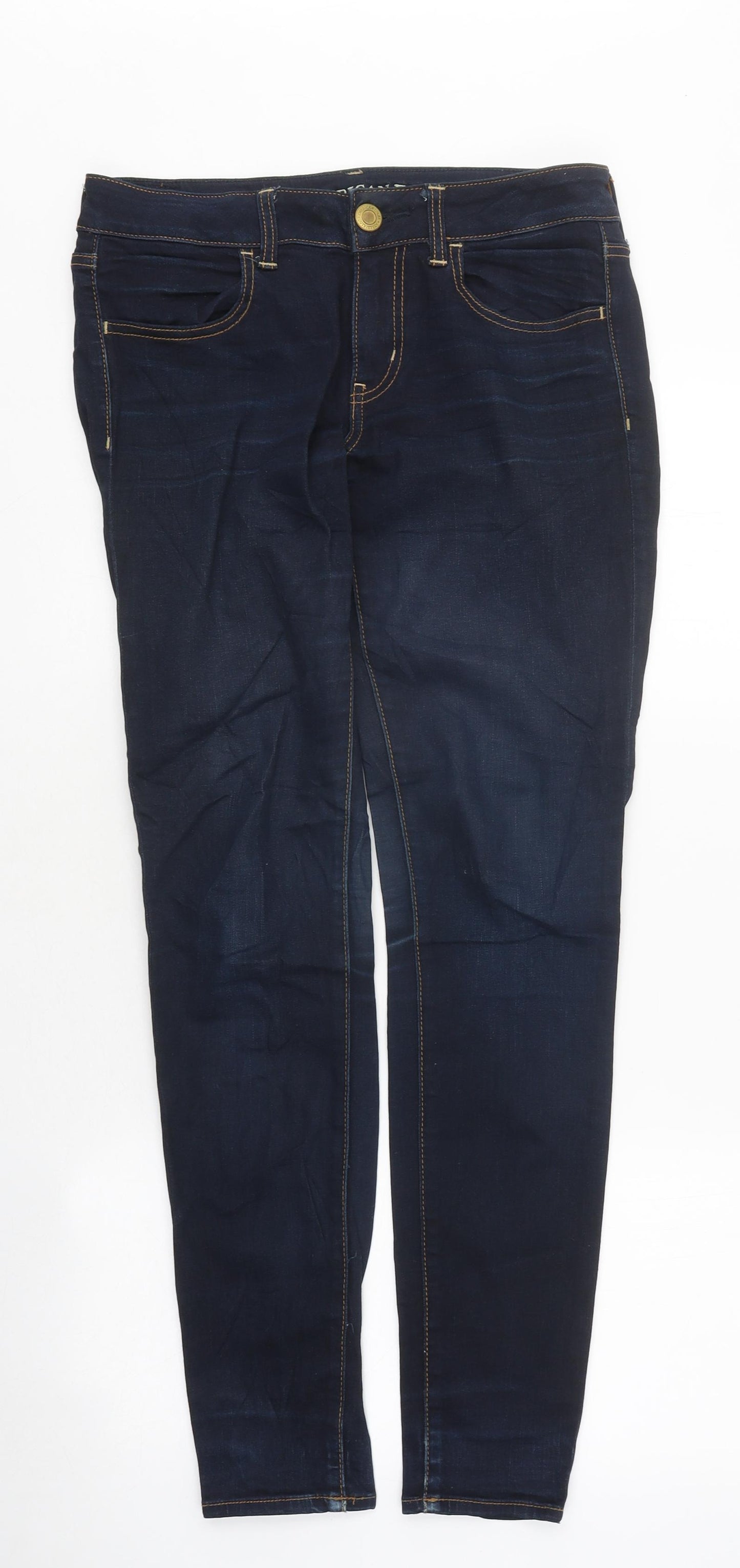 American Eagle Outfitters Womens Blue Cotton Jegging Trousers Size 6 L36 in Extra-Slim Zip