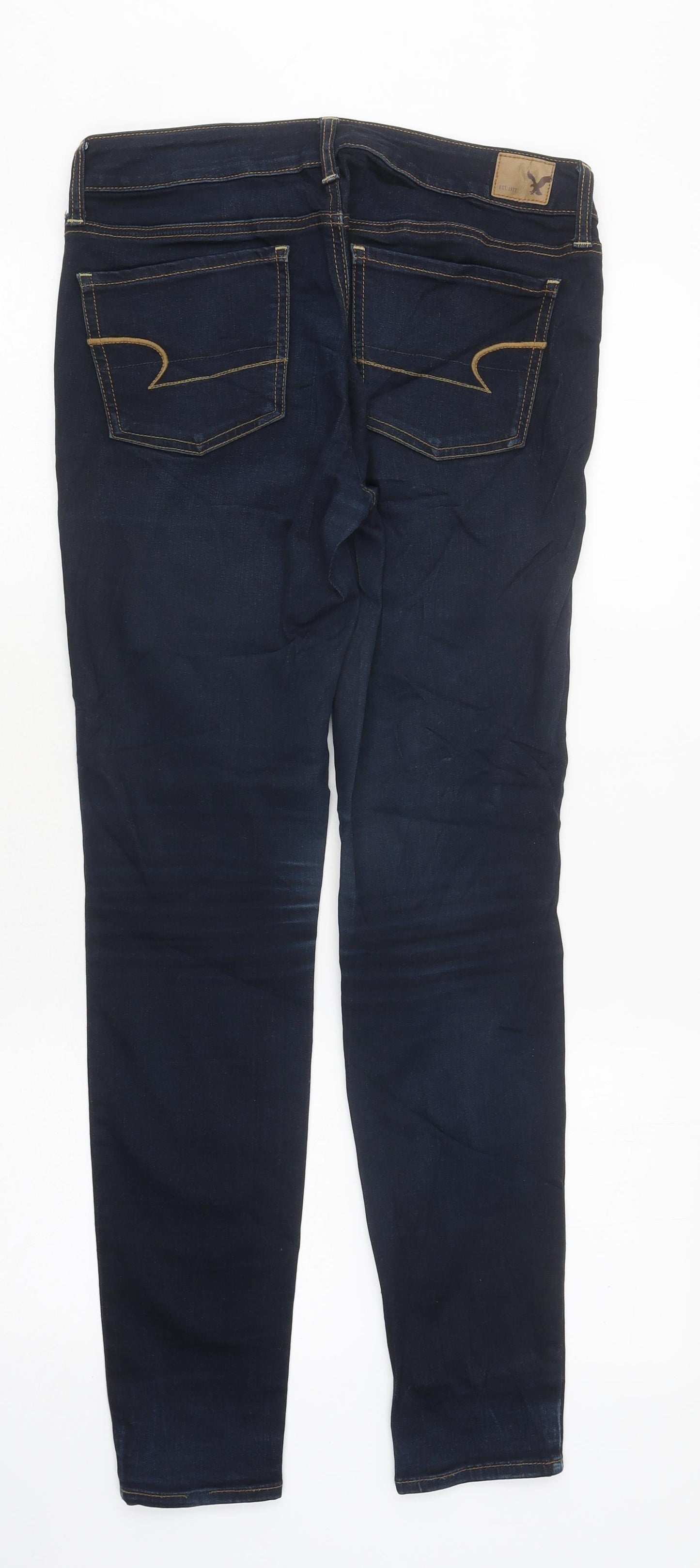 American Eagle Outfitters Womens Blue Cotton Jegging Trousers Size 6 L36 in Extra-Slim Zip