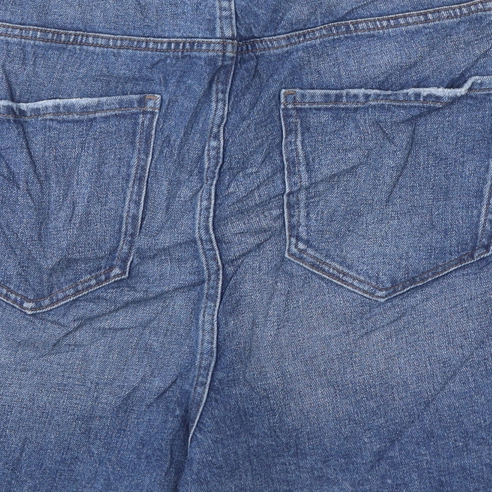 Marks and Spencer Womens Blue Cotton Mom Shorts Size 20 L17 in Regular Zip