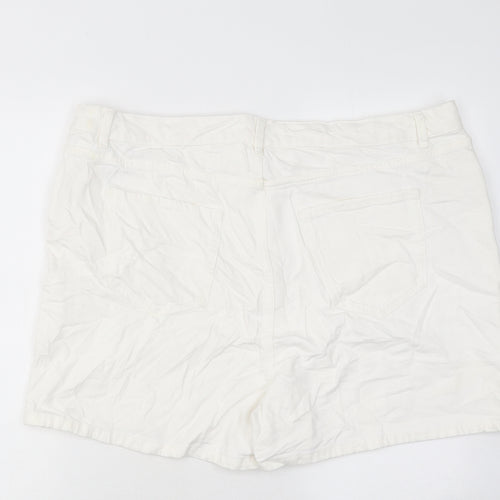 Marks and Spencer Womens White 100% Cotton Mom Shorts Size 22 L18 in Regular Zip