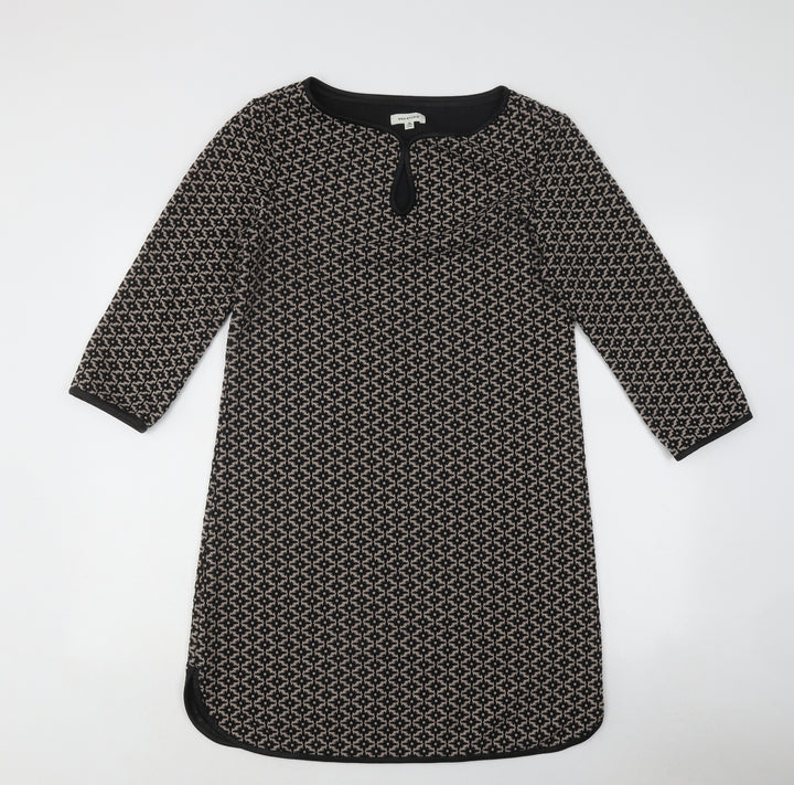 Max Studio Womens Brown Gingham Polyester A-Line Size M Round Neck Hook & Loop