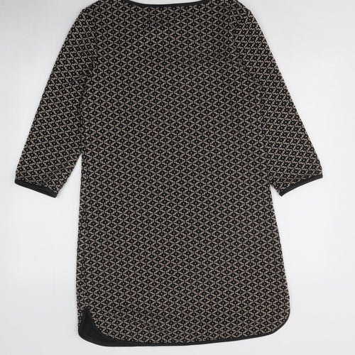 Max Studio Womens Brown Gingham Polyester A-Line Size M Round Neck Hook & Loop