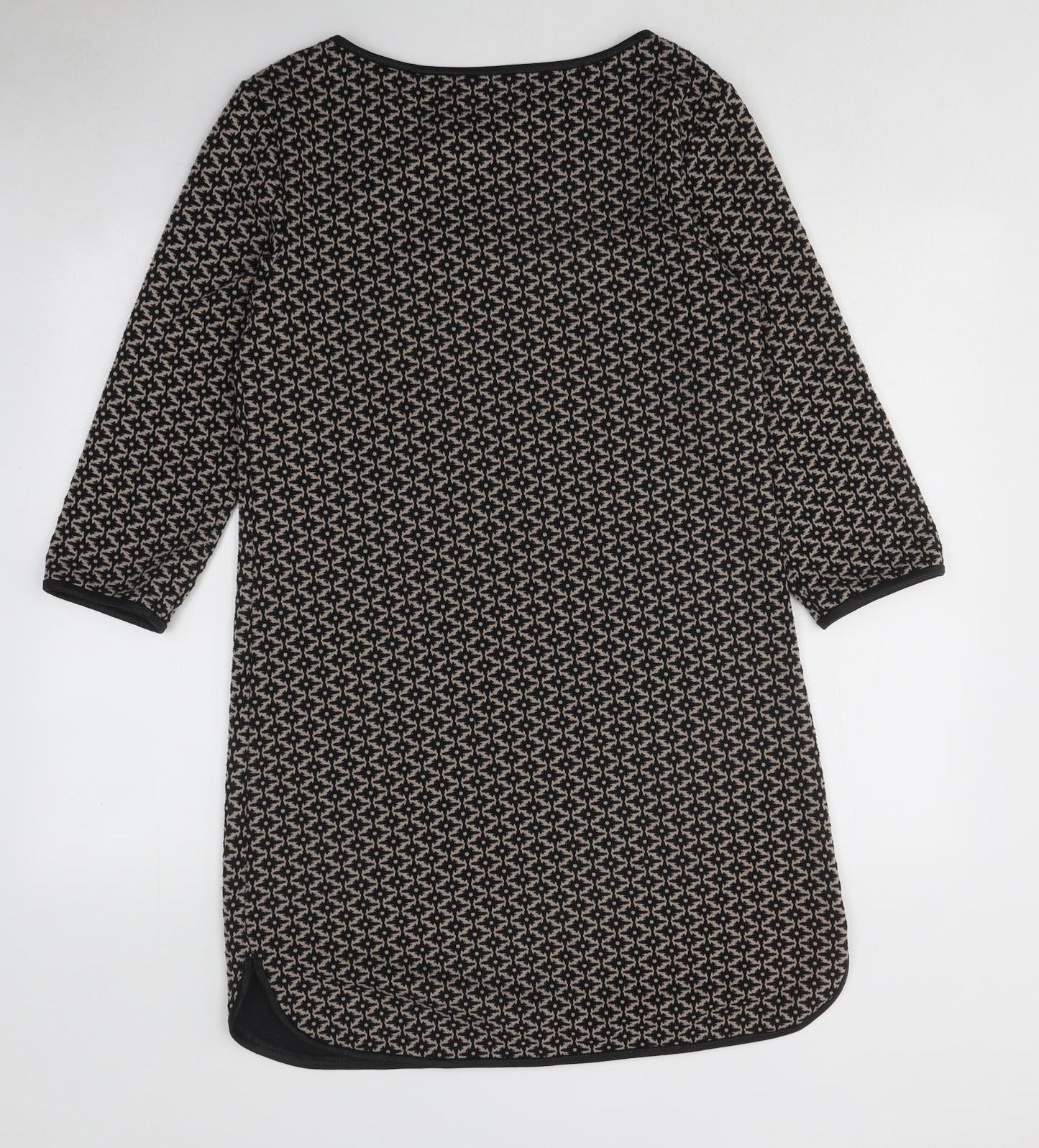 Max Studio Womens Brown Gingham Polyester A-Line Size M Round Neck Hook & Loop