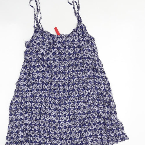 devided Womens Blue Geometric Polyester Basic Tank Size 8 V-Neck