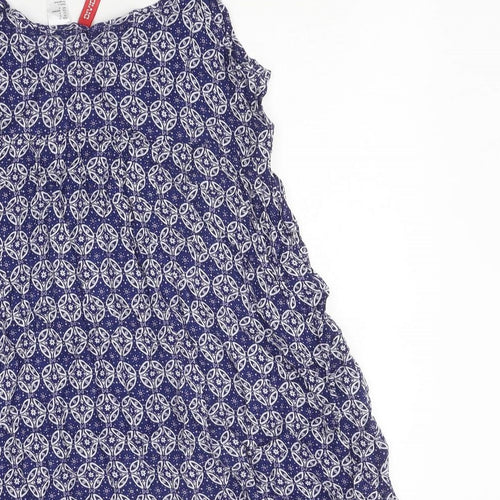 devided Womens Blue Geometric Polyester Basic Tank Size 8 V-Neck