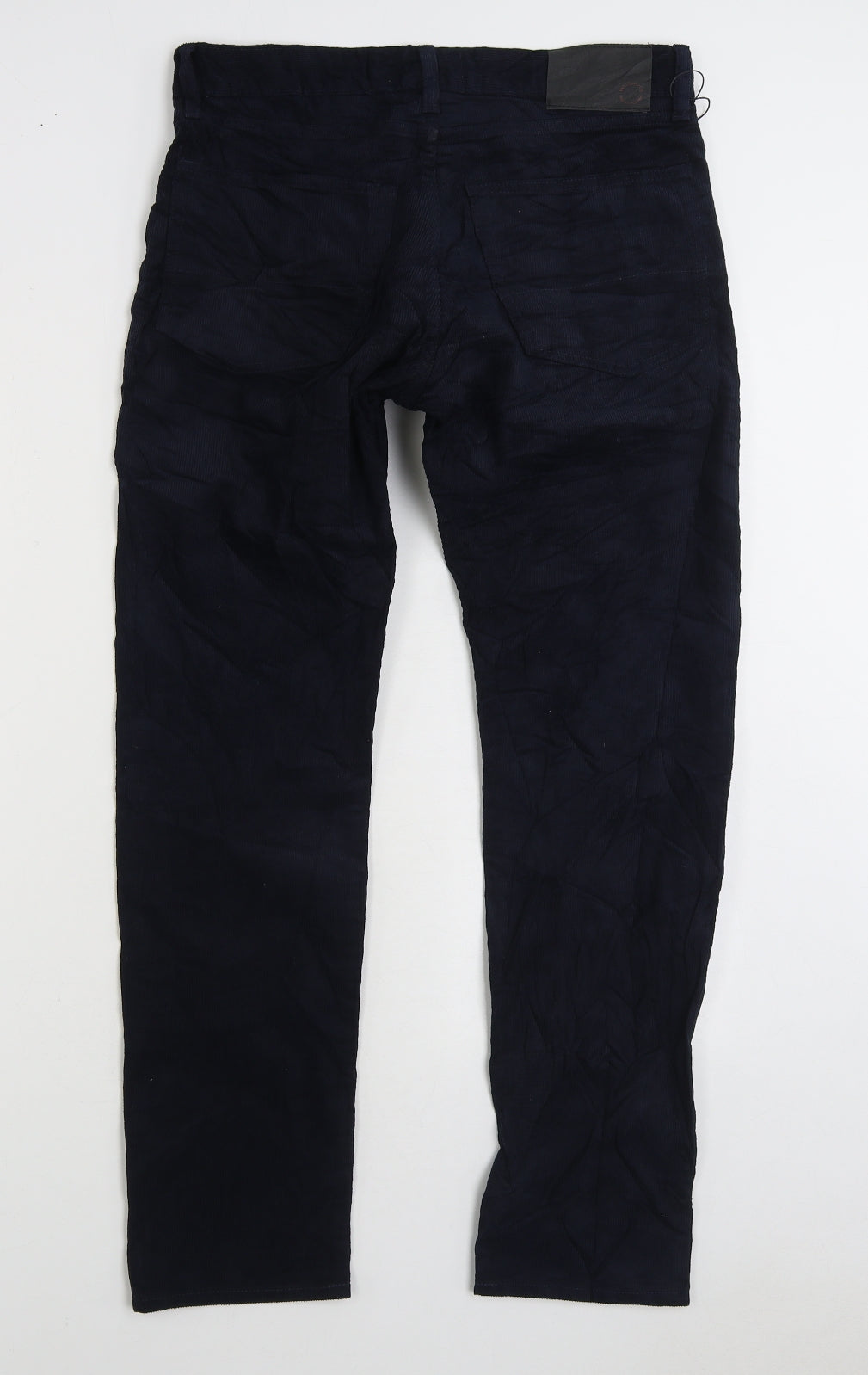 Marks and Spencer Mens Blue Cotton Trousers Size 30 in L29 in Regular Zip