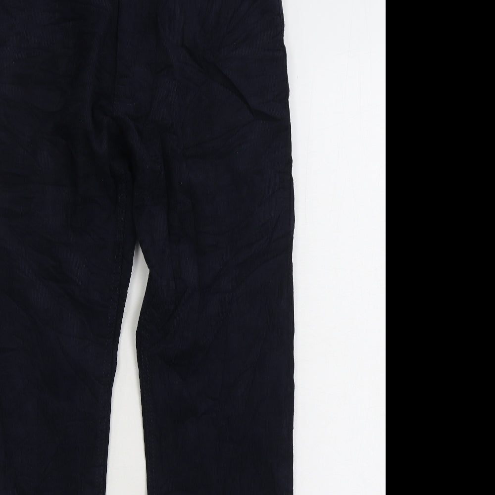 Marks and Spencer Mens Blue Cotton Trousers Size 30 in L29 in Regular Zip