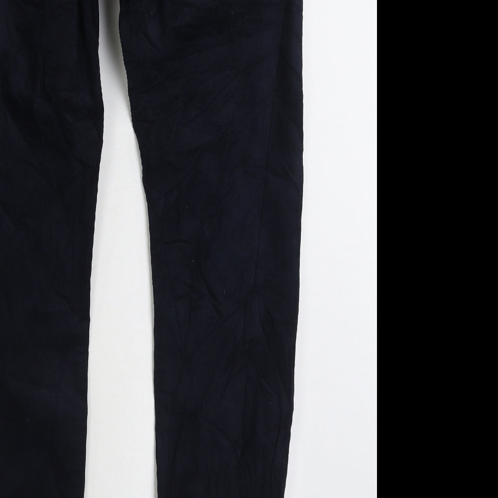 Marks and Spencer Mens Blue Cotton Trousers Size 30 in L29 in Regular Zip