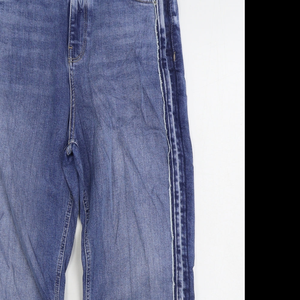 Marks and Spencer Womens Blue Cotton Cropped Jeans Size 12 L24 in Regular Zip